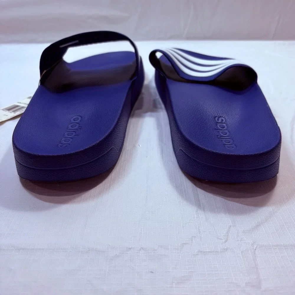 Adidas Adilette Shower Slides Mens 18 Purple White Striped Sandals GW1051